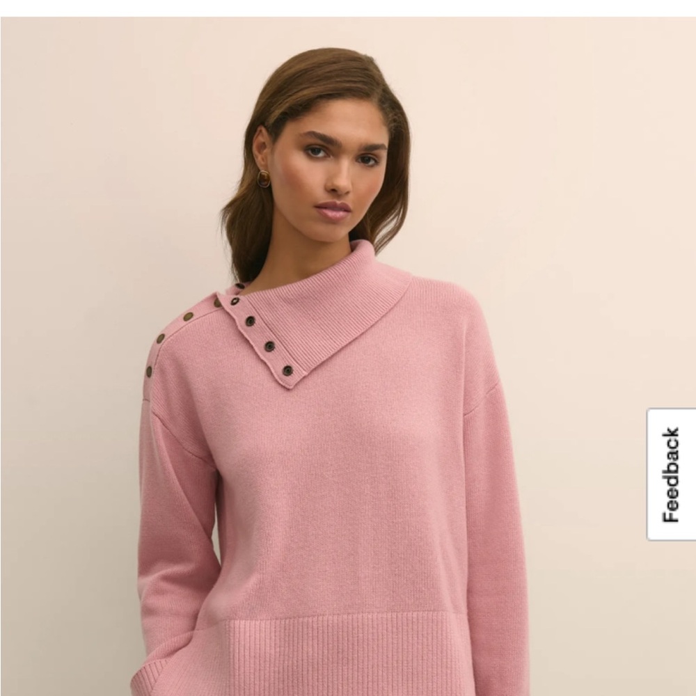 Brooks Brothers Pink Cowl Neck Sweater with Button Accents